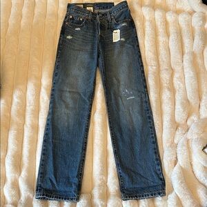 Levi's Blue Distressed Straight Jeans